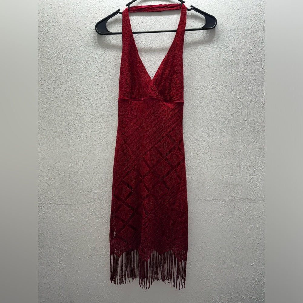 Vintage Hourglass lace halter top dress